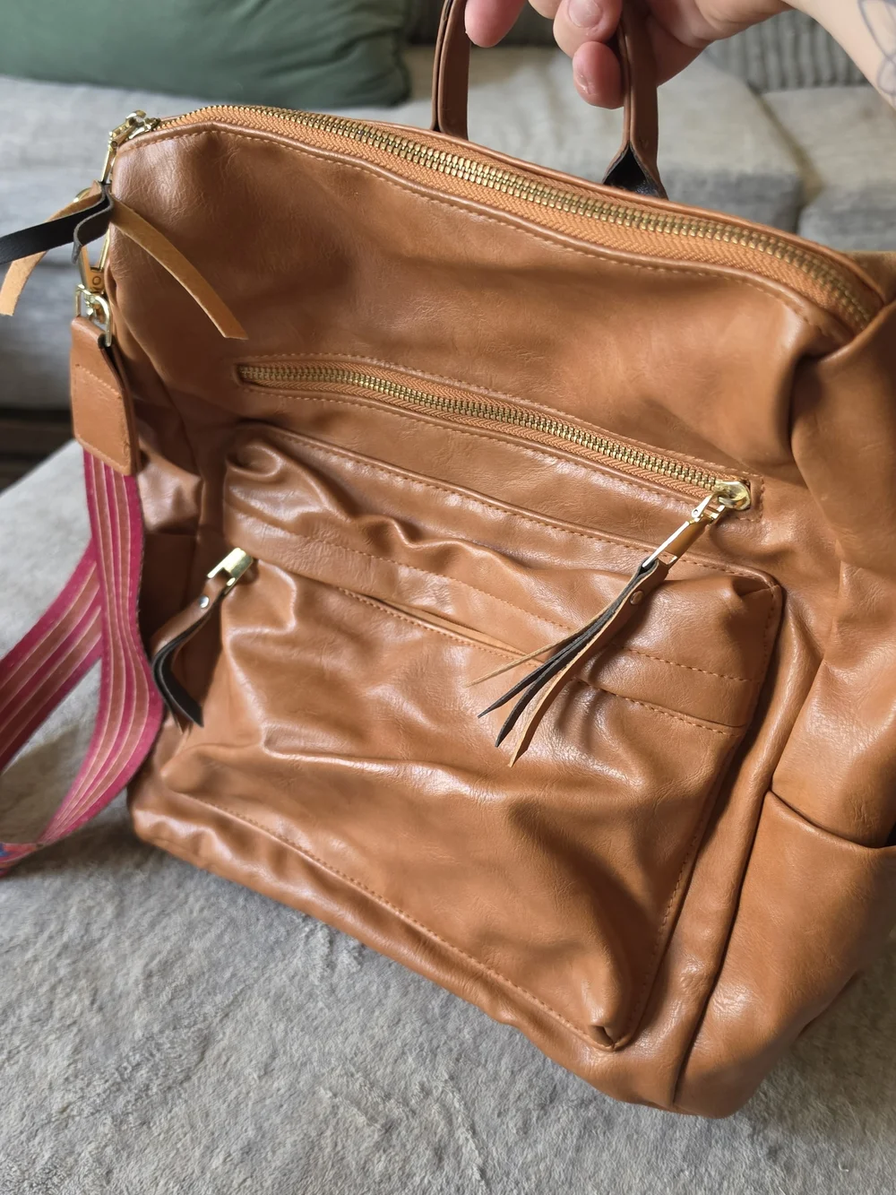 Modern & Chic Brielle Convertible Bag tan faux leather